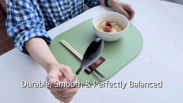 Korea Traditional Reusable Lacquer Wooden Chopsticks & Spoon Set, 2 Pair (Ivory) Ivory