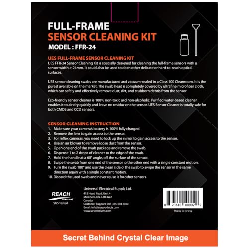 UES Full-Frame Camera Sensor Cleaning Kit (14pcs Swabs and 15ml Cleaner) 14 Swabs + 15ml Cleaner