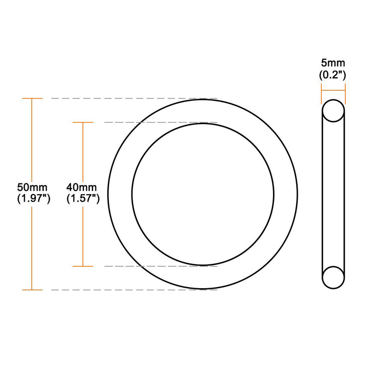 [Australia - AusPower] - uxcell Nitrile Rubber O-Rings 50mm OD 40mm ID 5mm Width, Metric Sealing Gasket for Automotive Machine Plumbing, Pack of 10 40mmx50mmx5mm 