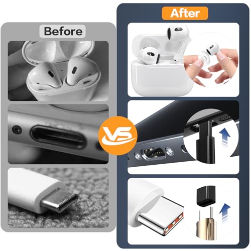 34-in-1 for iPhone Cleaning Kit, Sunoyar Airpods Cleaning Kit Multi-Functional, Laptop Cleaning Kit with Portable Storage Case for iPhone Charging Port USB C Cell Phone Android Keyboard Earbud Black