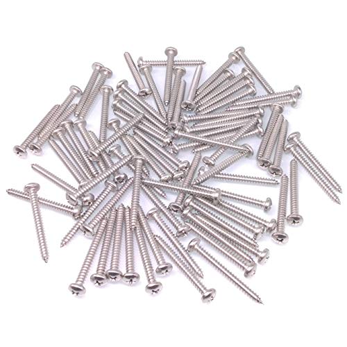Yodaoke #10 x 1-3/4-inch 304 stainless steel Phillips pan head wood screws, 100-piece set