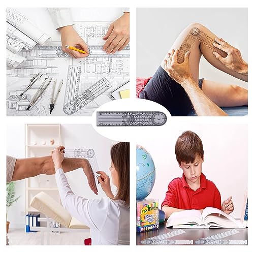Goniometer, 2 Pieces Protractor Physiotherapy, Protractor 360° Angle, Goniometer Physiotherapy, Protractor School, Transparent Joint Knife 38 cm, for Home Work, Sports Therapy