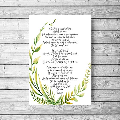 Psalm 23 Poster Picture, The Lord is My Shepherd Wall Art Print