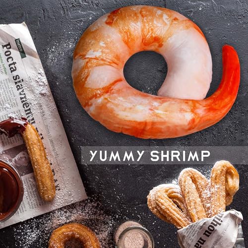 Goetland Large Shrimp Neck Pillow U Shaped Realistic Simulation Travel Throw Cushion Plush Toy
