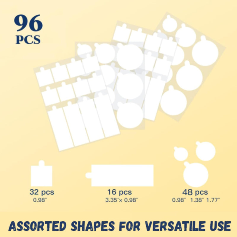 Multi-Shape 96pcs Clear Double Sided Nano Tape,Museum Adhesive Putty,Sticky Tack,Strong Self Adhesive Sticky Dots Strips,Poster Mounting Putty 96