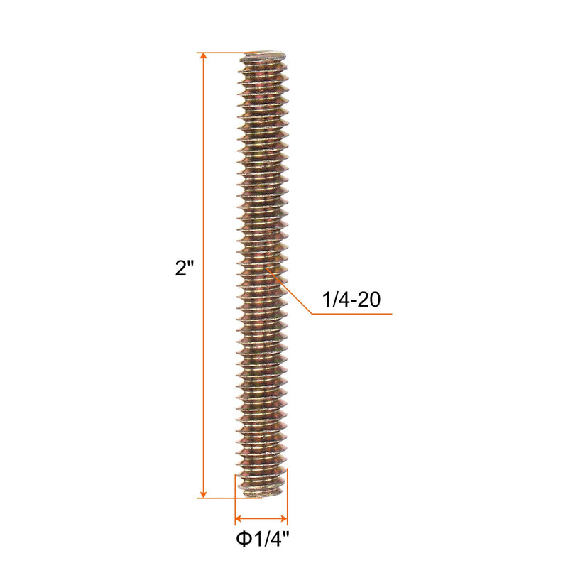 [Australia - AusPower] - uxcell 12pcs Color Zinc Fully All Threaded Rod 1/4"-20, 2" Length, Carbon Steel Thread Screw for Furniture Mounting Assembly Fastening 12 1/4x2 inch 