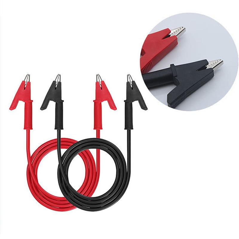 [Australia - AusPower] - Dual Ended Alligator Clips, 2 Pcs 3.3ft/1m Electrical Test Lead Wires, 15A Copper Clamps with Protective Jack Copper Clamps for Electrical Testing, Flexible Cable for Electrical Testing & Repairs 