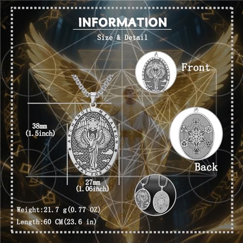 VASSAGO Metatron Cube Necklace Stainless Steel Archangel Metatron Pendant Necklace Geometric Saint Amulet Medal Religion Jewelry silver
