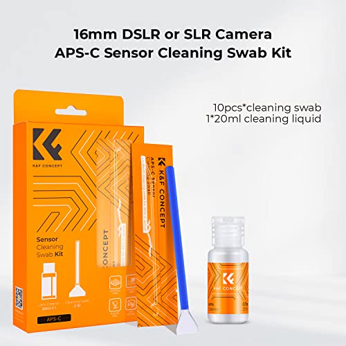 K&F Concept 24mm Full Frame Sensor Cleaning Swab*10+20ml Sensor Cleaner+Long Nozzle/Short Nozzle Air Blower Compatible with Nikon Sony Canon DSLR Camera Sensor