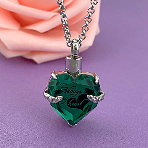 YOUFENG Jewellery Urn Necklace for Ashes Always in My Heart I Love You to The Moon and Back Birthstone Cremation Keepsake Pendant Necklaces May