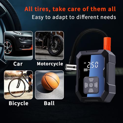 QUMOX Portable Air Compressor Tire Inflator - 4000mAh Rechargeable Cordless WY-7075