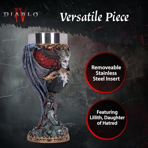 Nemesis Now Diablo IV Lilith Goblet, 19.5cm, Officially Licensed, Hand-Painted and Giftable, Premium Quality Collectible Chalice