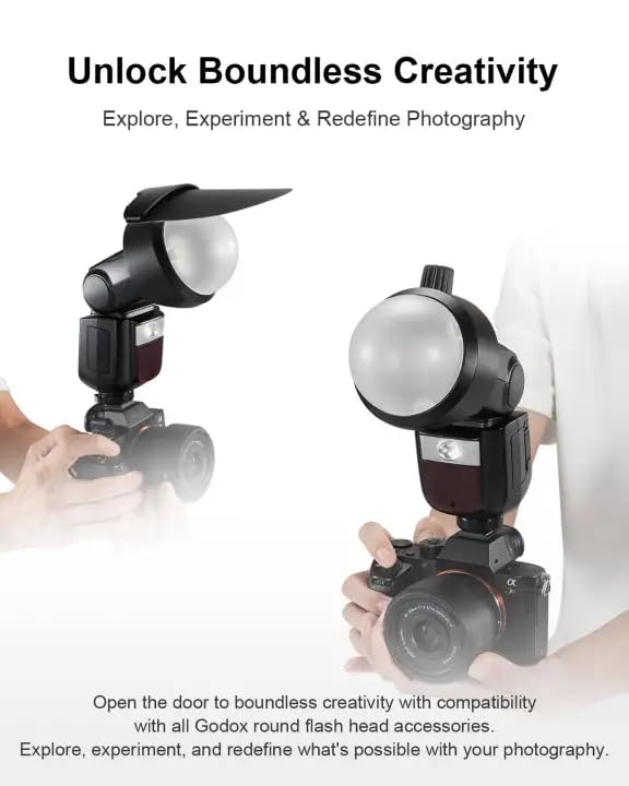 Godox AK-R1 Accessories Kit & S-R2 Round Flash Head Adapter for Godox V860II, V860III, V850II, V850III, TT685II, TT600, V350, TT350, AD200PROII