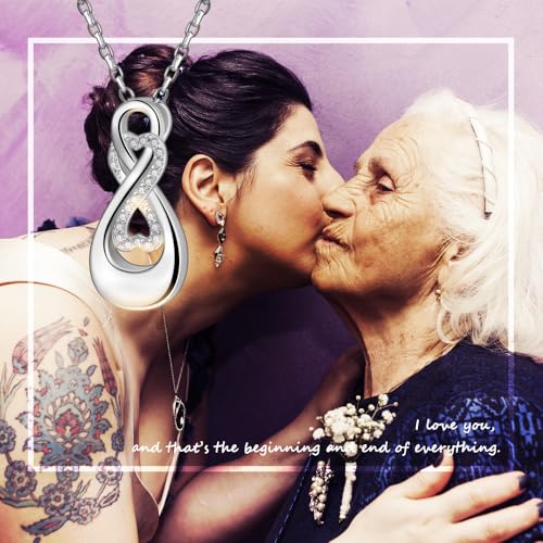 925 Sterling Silver Infinity Urn Necklaces Teardrop Cremation Jewelry for Ashes Keepsake Memorial Pendant for Women Men Loved ones white 1