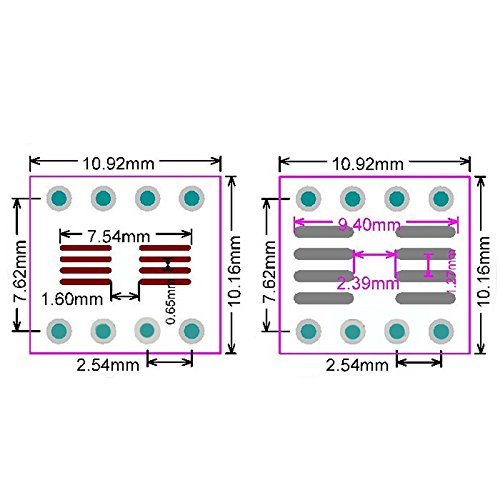 [Australia - AusPower] - JIUWU 50pcs 8 Pin Double Side Prototype PCB Printed Adapter Board SO MSOP TSSOP SOIC SOP8 to DIP8 Green 