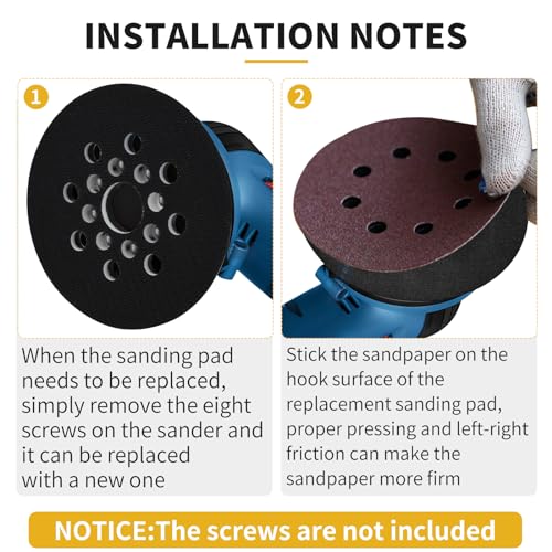 Gnellkoor orbital sander pad replacement hook and loop discs for Bosch ROS20VS, 4 pack