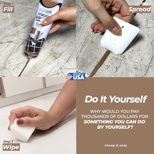 PENTAUSA premixed tile grout repair in beige brown, 8.8 oz container