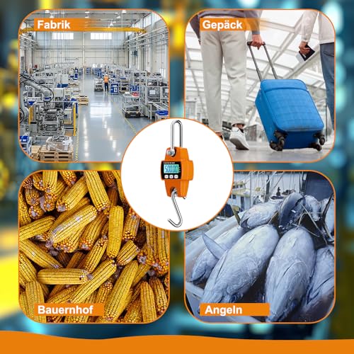 Digital Hanging Scale, 500 kg Industrial Hanging Electronic Wild Scale, Industrial Hanging Scale, Portable LCD Train Scales with Hooks for Farm, Farm, Factory, for Wharf Weighing, Luggage, Steel Raw | Industrie Hängende Waage Tragbare LCD Zugwaage mit ...