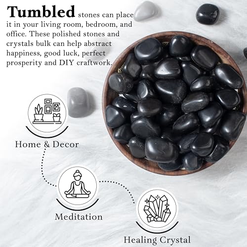 Crocon Stones and Crystals Bulk 2000+ Carats Natural Crystal Kit for Reiki Healing Crystal Polished, Tumble Stones, Chakra Balancing, Gift, Home Decor Size Black Tourmaline Tumble 1 Pound