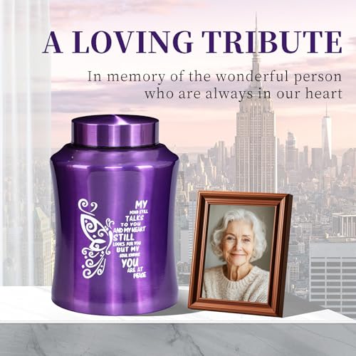 Urns for Human Ashes, Purple Butterfly Urn for Women & Men, Weight Capacity 220 lbs, Earns for Ashes for Adult Humans