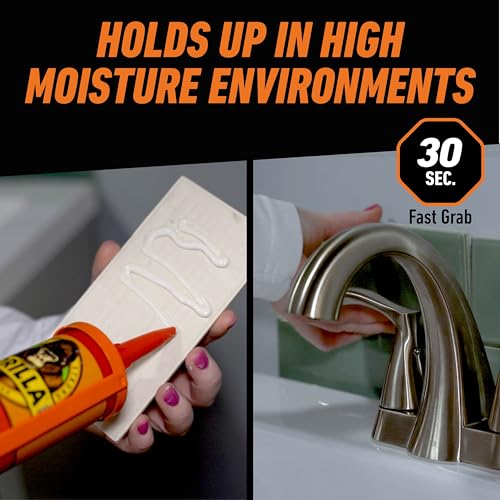 GORILLA Kitchen & Bath white construction adhesive caulk cartridge, 9 fl oz