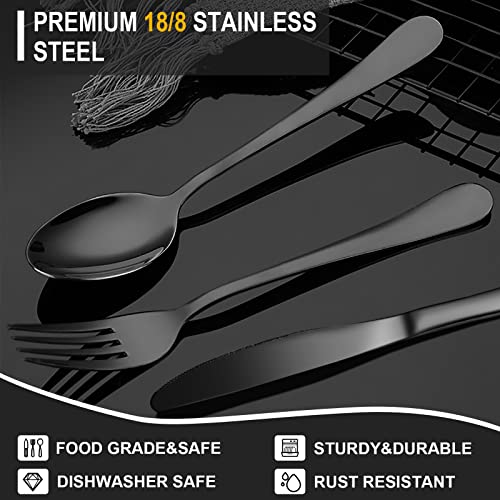 Portable Utensils Set with Case,Reusable Office Flatware Set,Healthy Travel Cutlery Set Stainless Steel 2 Fork, 2 Spoon,2 Knife Cutlery Ideal for Travel, Lunch Box and Camping (Black 3 PCs-2 Sets) Black - 3 PCs - 2 Sets