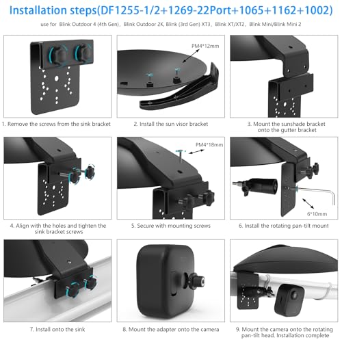 HOLACA Universal Gutter Mount and Sun Rain Shade Cover for All Outdoor Security Camera with 1/4 Screw, Shield Compatible with Ring, Blink, Google Nest, Eufy, Arlo, WYZE, Tapo (Security Camara) Security Camara