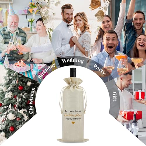 Goddaughter Gifts from Godmother Drawstrings Wine Bags Happy Birthday Gifts for Goddaughters Wine Bag Baptism Gift for Girls First Communion Gift for Goddaughter Graduation Presents for Goddaughters