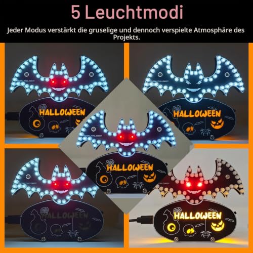 Soldering Kit, Bat LED Light Soldering Exercise Kit, DIY Electronic Kits for Beginners, Teaching and Learning Training, DIY Soldering Project, LED Lamps Kit, for STEM Fans
