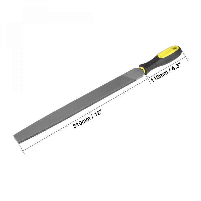 [Australia - AusPower] - uxcell Second Cut Grade High Carbon Hardened Steel Flat Mill File W Rubber Hand Grip Handle, 12-Inch 