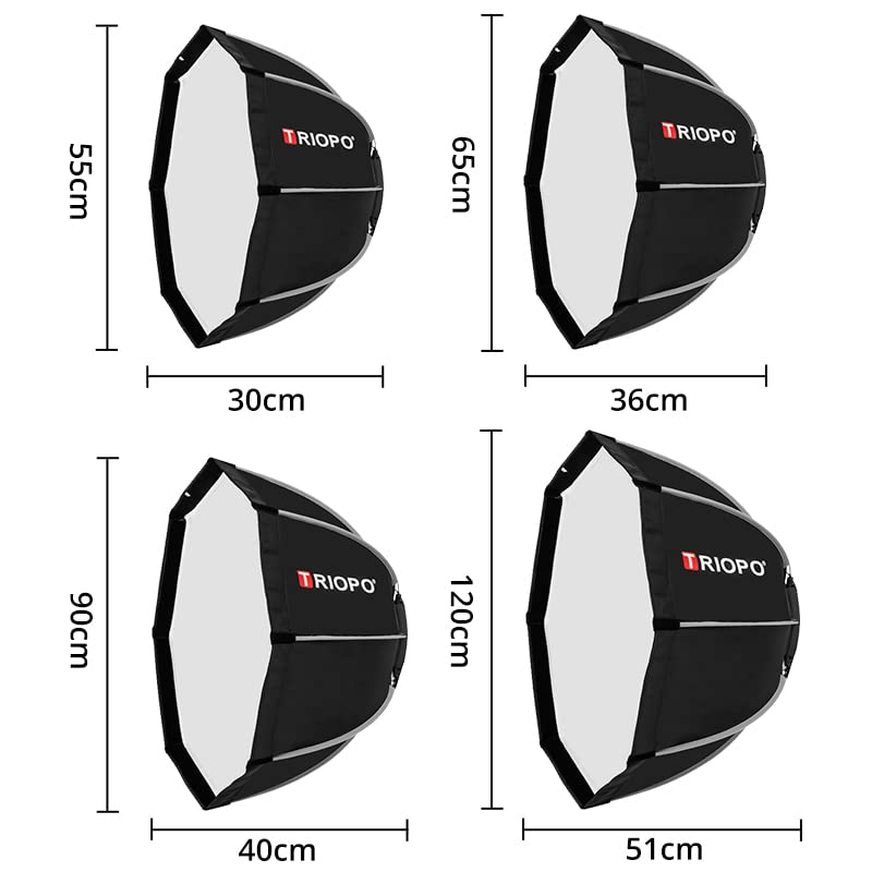 TRIOPO 25.6inch / 65cm Octabox Softbox, Bowens Mount Quick Release 25.6 Inches / 65 Cm