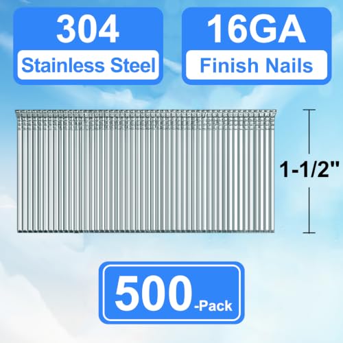 16 Gauge 304 Stainless Steel 1-1/2 Inch Finish Nails, 500-Pack 1-1/2"--500 pcs