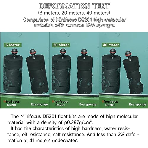 MINIFOCUS 4PCS Underwater Camera Buoyancy Kits & 4" Double Ball Aluminum Alloy Extension Arm