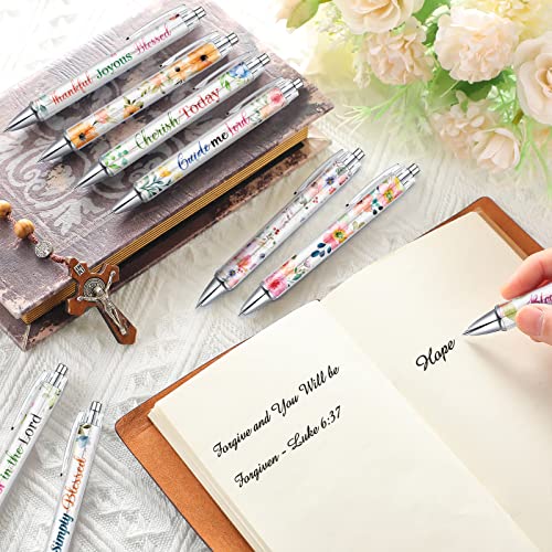 Tinlade 10 Pcs Christian Bible Verse Ballpoint Ink Pens,Flower Flower
