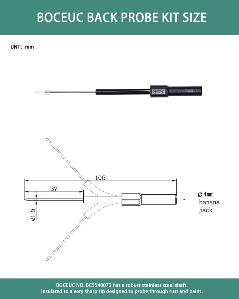 [Australia - AusPower] - Back Probe Kit, 4 PCS Flexible Back Probes Automotive Diagnostic Test Repair Tools for Car Electrical and Multimeter Testing 
