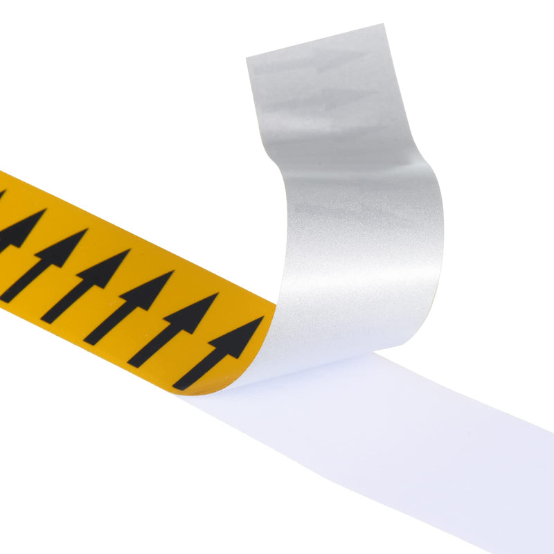 PATIKIL Flow Arrow Tape, Polyethylene Pipe Marking Sticker with Reflective Strips, Waterproof & Heat Resistant, for Pipe Flow Directional Identification, 1.2 inch x 33 ft, Yellow/Black Yellow,Black