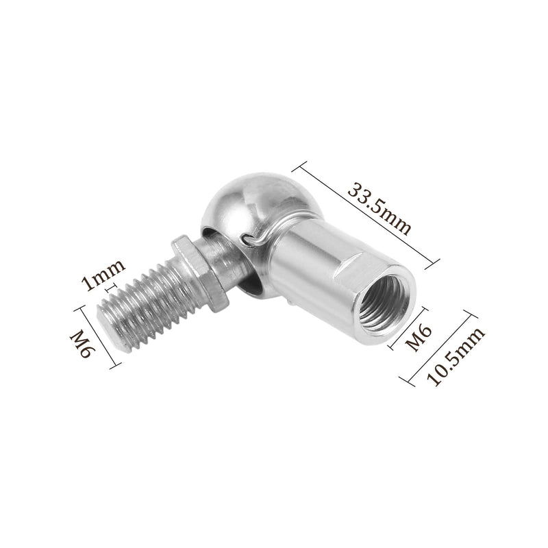 [Australia - AusPower] - 4pcs CS10 Angle Ball Joint - [M6x1.0 Right Female Thread, M6x1.0 Right Male Thread] Gas Spring Elbow Joint Fitting for Automotive, Hinged Door, Cupboard 