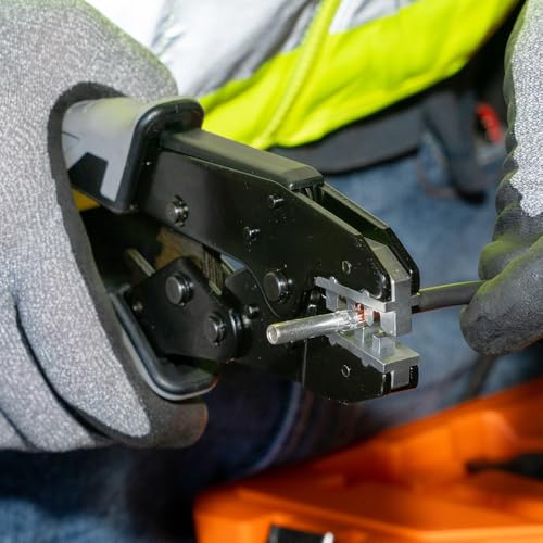 Klein Tools 3010CR MC4 solar ratcheting crimper for 10-14 AWG stranded copper wire PV connectors