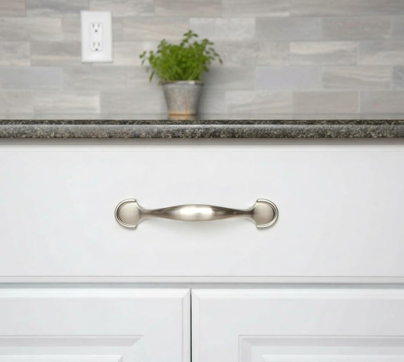 Cosmas 10 Pack 6632SN Satin Nickel Cabinet Hardware Handle Pulls — 3 Inch (76mm) Hole Centers for Kitchen Bathroom Drawer Dresser