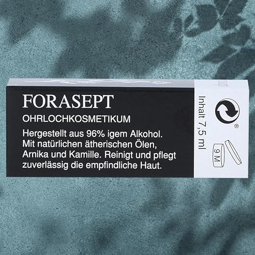 Forasept Ear Piercing Cosmetic Solution, Set of 3, 3 x 7.5 ml, Antiseptic | Antiseptic piercing care for quick healing and hygienic cleaning, for piercing care, cleaning and aftercare