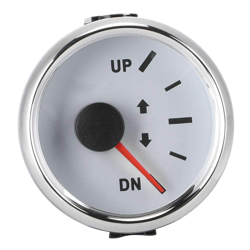 [Australia - AusPower] - Boat Trim Gauge, 52mm/2in Stainless Steel UP-DN Boat Trim Gauge 0-190ohm Trim Tilt Indicator Red Backlight (White Dial Silver Frame) White Dial Silver Frame 