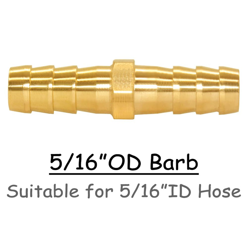 [Australia - AusPower] - 8PCS Brass 5/16"OD Barb Splicer Mender Hose Barb Fitting Straight 2-Way Union Garden Hose Repair Fittings for Water/Oil/Gas 5/16" Barb Straight (2 Way) 