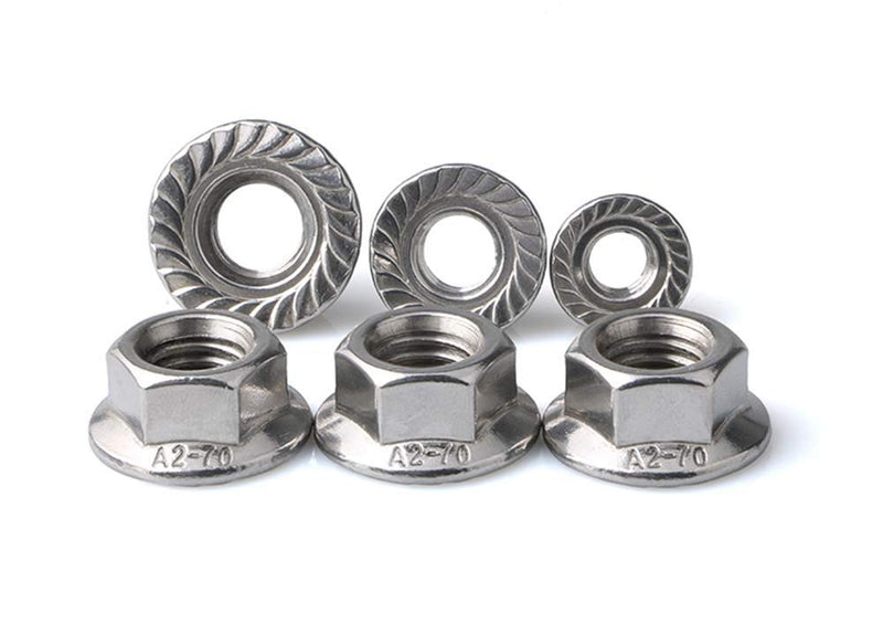 [Australia - AusPower] - Stainless Steel Serrated Hex Flange Nuts Locknuts 50 Pcs (M4) 