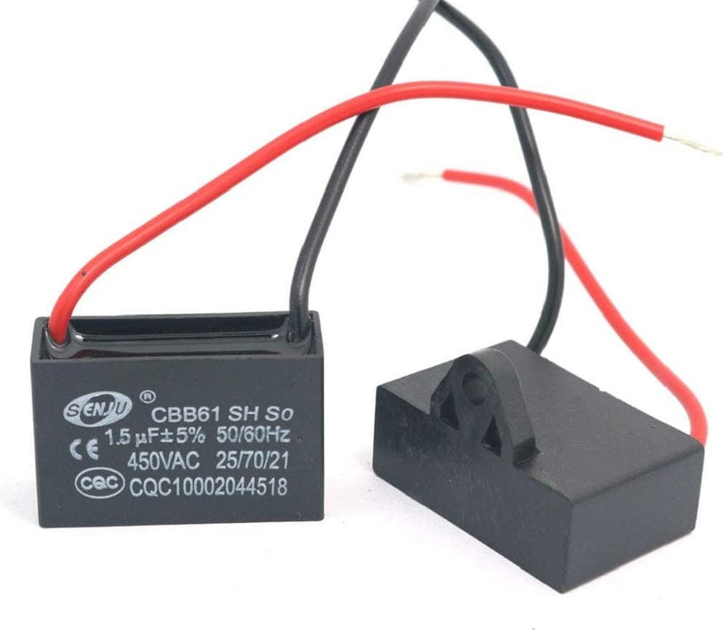 [Australia - AusPower] - Fasizi 2pcs CBB61 1.5uF 450V AC 50/60Hz Air Conditioning Fan Motor Running Capacitor 