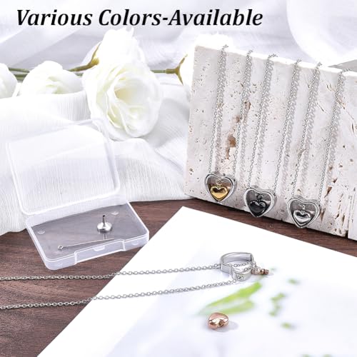CREATCABIN 1 Box Double Heart Urn Necklace Silver Ashes Necklace 16 Inch Stainless Steel Keepsake Pendant Locket Funnel with Eye Pins Cremation Jewelry for Human Ashes Holder Pets Memorial Funeral