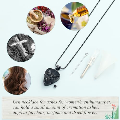 Imrsanl Guitar Pick Cremation Urn Necklace for Ashes Black-Guitar Pick