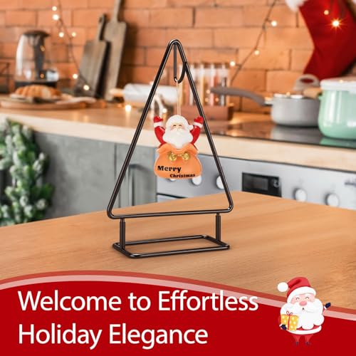 Cinnvoice Metal Christmas Ornament Stand Tree Shaped Holder, Black 10 Inch