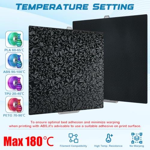 PEO PET Build Plate for QIDI Max4 390 x 390 mm, Smooth Max4 Printing Plate Double Sided Spring Steel Bed Plate for QIDI Max4 3D Printer Platforms