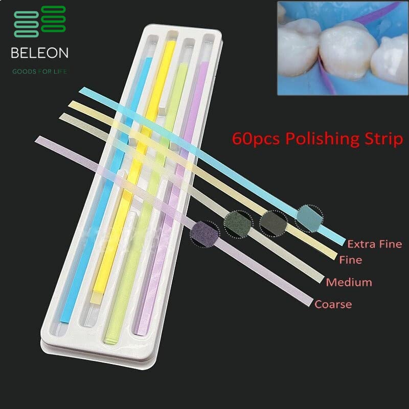 [Australia - AusPower] - BELEON Dental Polishing Strips - Universal Kit 60pcs 4mm x 150mm - Tooth Polisher Dental File for Teeth Sanding Grinding Deep Teeth Cleaning Tool Tooth Polish Abrasive Strip Oral Care Cleaning Tool 4mm Width 