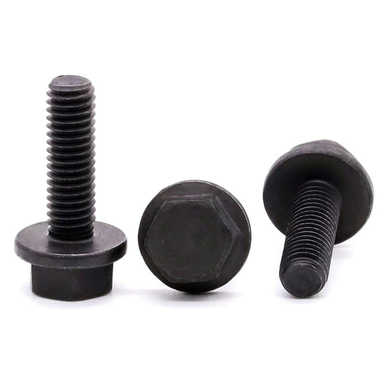 [Australia - AusPower] - Glvaner M10-1.5 x 35mm (10 pcs) Alloy Steel Flanged Washer Head Hex Bolts, Extra-large Washer Head, 10.9 Grade Black Oxide Finish GB5789 Full Thread 